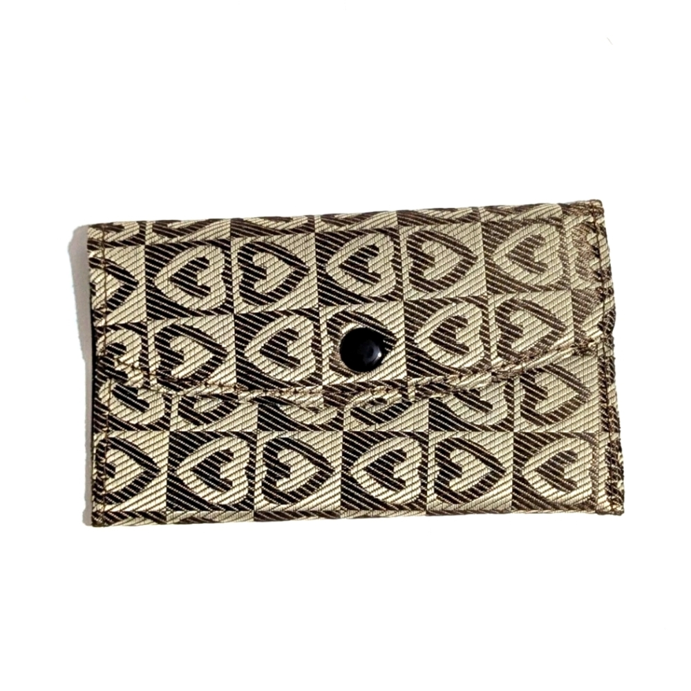 Brown & Tan Heart Pattern Nylon Fashion Wallet NWOT